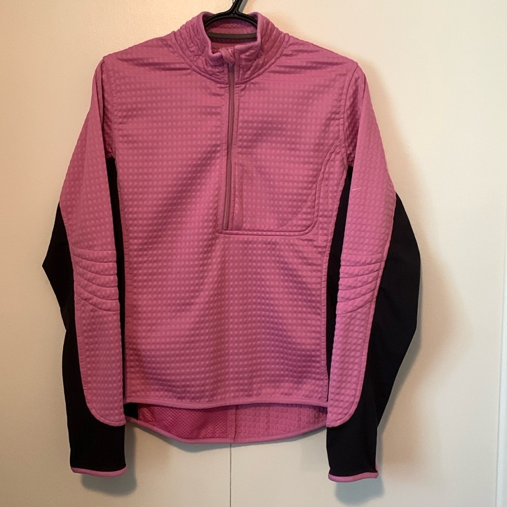 Nike Pink & Black Sphere Thermal Textured 1/2 Zip Sweatshirt Size Medium